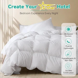 Caja deflectora edredón de fibra de plumón de ganso reina de tres gansos para todas las estaciones - Nuevo en caja - Imagen 1 de 6