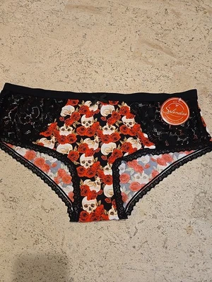 NWT Splendies Halloween SKULL / ROSE Lace Pantie Lace Accent  SZ 3X  - Image 1 of 4