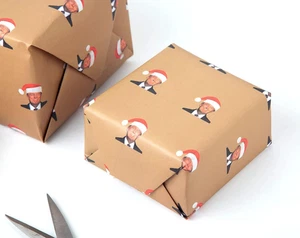10 Sheets Funny Trump Christmas Holidays Wrapping Paper Roll for Gifts 17”X27.5” - Picture 1 of 12