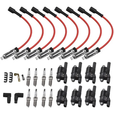 Paquete de 8 bobinas de encendido + bujía + cable para Chevy Silverado 1500 Sierra 1500 2014-20 Foto 1 de 4