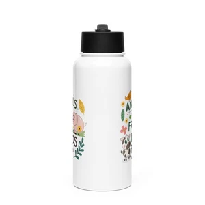 🌿 Bottiglia d'acqua vegana in acciaio inox 32 oz - Rimani idratato, rimani gentile - Foto 1 di 4