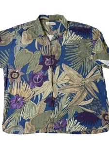 Tommy Bahama seta con bottoni manica corta floreale hawaiano uomo taglia 2XL - Foto 1 di 12