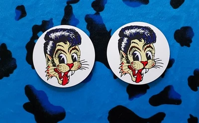 STRAY CATS - LOGO -  PAIR OF PRINTED ROUND COASTERS - Image 1 of 2