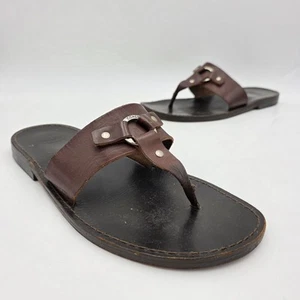 Coach Forrest Brown Leather Thong Sandals Made In Italy Rare Vintage Size 9 US M - Picture 1 of 9