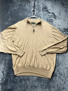 Orvis 1/4 Zip Sweater Herren Large hellbraun Pullover Seide Kaschmir braun Pulli - Bild 1 von 5