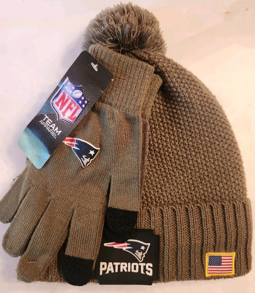 NFL New England Patriots Beanie & Gloves Salute to Service Set One Size