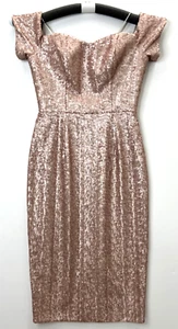 Vestido midi ceñido al cuerpo Dress the Population mediano 6-8 Bailey rosa lentejuelas deshuesado nuevo con etiquetas - Imagen 1 de 24