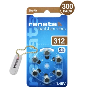 Renata Size 312 1.45V Hearing Aid Batteries (300 Pack) + Free Battery Buddy - Picture 1 of 6