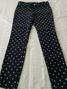 Ann Taylor Size 0 Skinny Ankle Jeans Modern Fit Embroidered Flower Navy Blue - Picture 1 of 8