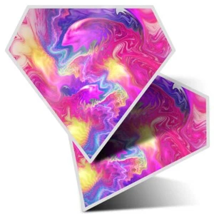 2 x Diamond Stickers 10 cm - Pink Ink Swirl Art Marble #14502 - Photo 1/9