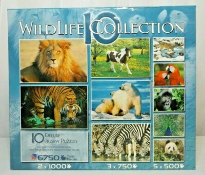 Wildlife Collection - Box of 10 Deluxe Jigsaw Puzzles 6750 Pieces - Lion, Tiger  - Image 1 of 4