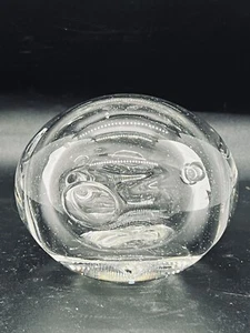 Großes rund geformtes klares Kunstglasstück mit Blasen hohl - Bild 1 von 10