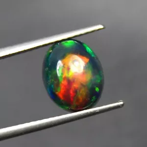 Oval Shape Natural Opal Gemstone 10x8x4.3 MM Multi Fire Opal Cabochon 1.90 Carat - Picture 1 of 5