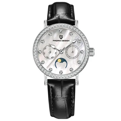 Women's Quartz Watches Moon Phase VX3HA Movement 100M Waterproof Sapphire Glass - Image 1 of 4