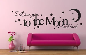 I Love You To The Moon And Back Wall Art Vinyl Decal Sticker Decoración del dormitorio - Imagen 1 de 2
