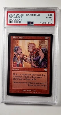 2002 MTG Magic the Gathering Judgment 82 Browbeat PSA 9 Mint POP 1 *None Higher* - Image 1 of 4