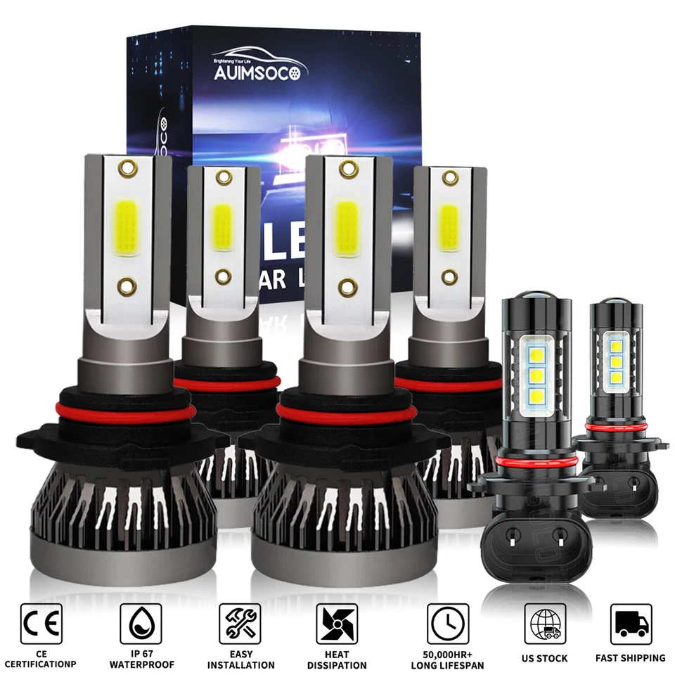 Kit combo de lâmpadas de neblina para faróis de LED Chrysler 300C 2005-2009 - 6X 6000K - Imagem 1 de 4