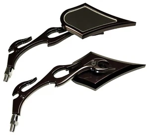 GSXR 600 750 1000 HAYABUSA 1300 1340 BILLET BLACK MIRRORS BLOCK OFFS SET TD FL - Picture 1 of 2