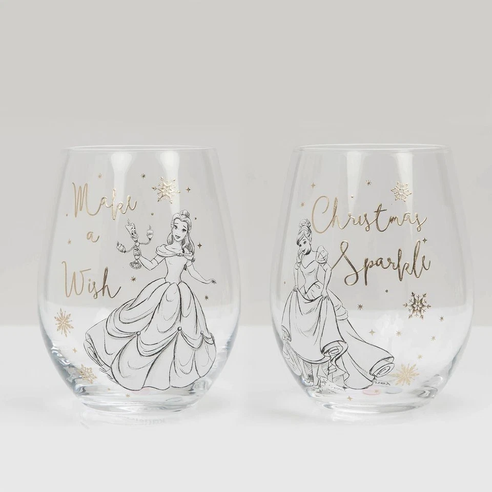 DISNEY Set Of 2 Princess Belle & Cinderella Glasses Tumbler - Image 1 of 1