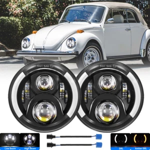 Par de faros LED de haz alto/bajo DRL faros de señal de giro para Beetle 1967-1979 - Imagen 1 de 12