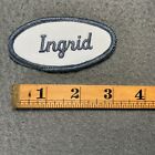 Vintage Ingrid Name Aufnäher Arbeitsuniform Etikett Shop Worker M5,