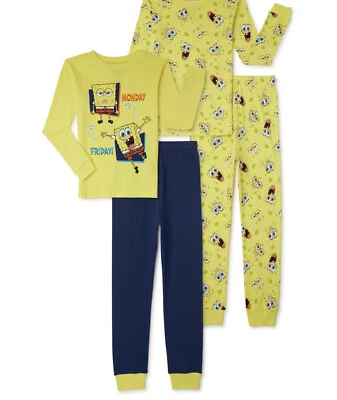 NWt 4 boys girls spongebob 4 pc nickelodeon spring fall pajamas winter birthday - Image 1 of 4