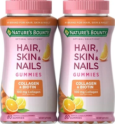 2 Pack Hair, Skin & Nails Gummies with Biotin & Collagen 160 Count (2x80) Orange - Image 1 of 4