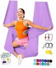 Aerial Yoga Hammock 5.5 Yards Aerial Silks Kit for Home Yoga Lavender