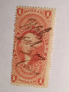 US INTERNAL REVENUE CONVEYANCE 1 DOLLAR  STAMP  Scott's # R66c - Picture 1 of 2