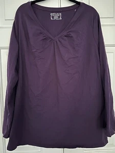 Women's Ruched V-Neck Long Sleeve Blouse - Motherhood - Purple - Size 2X - Picture 1 of 3