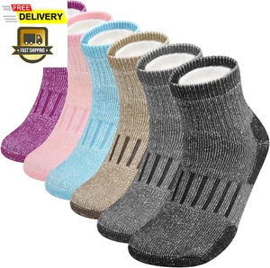 6 Pairs Merino Wool Socks for Women, Compression Support Hiking Socks Ankle - Picture 1 of 12