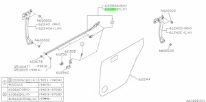 Tira de clima - Puerta trasera, exterior izquierda para: Subaru Impreza GC8 GF8 WRX STI 98-00 - Imagen 1 de 1