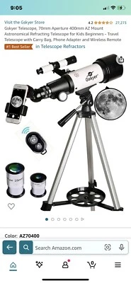 Gskyer Telescope, 70mm Aperture 400mm AZ Mount Astronomical Refracting Telescope - Image 1 of 4