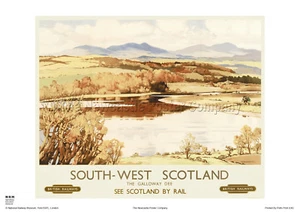 GALLOWAY SCOTLAND VINTAGE RAILWAY TRAVEL POSTER ADVERTISING OPPENHEIMER ART - Picture 1 of 1