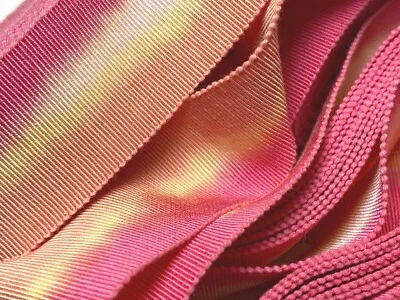 复古棉质人造丝 1 1/4 英寸 Petersham 带状浆果粉色橘子 1 码 法国 — 第 1/4 张图片