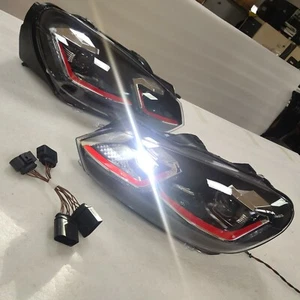 Red line LED Headlights for VW Golf 6 update to Golf 7.5 style 2009-2013 year - Picture 1 of 9