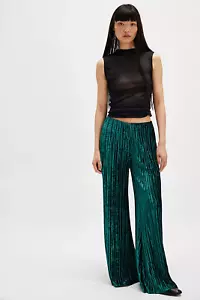 Free People Star Sign Velvet Pants - Emerald Trousers Size Small - BNWOT RRP £88 - Picture 1 of 12