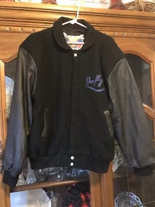 Vintage Jeff Hamilton BARFLY Logo schwarz Wolle/Leder Bomberjacke Herren groß - Bild 1 von 7