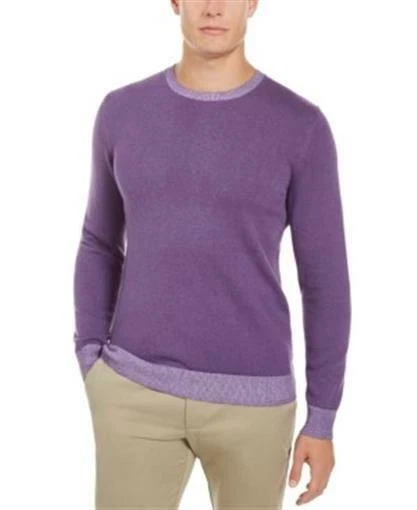 Tasso Elba Mens Crew Neck Contrast Purple Pullover Sweater Small - Image 1 of 1