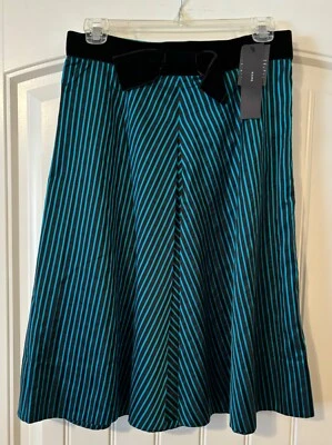 NWT Marc Jacobs 100% Silk Skirt Nile Blue w/ Black Velvet Bow Size 4 Retail $248 - Image 1 of 4