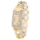 Embed Crystal Diamond Luxury Golden Square Flap Cover Women's Bracelet Watches