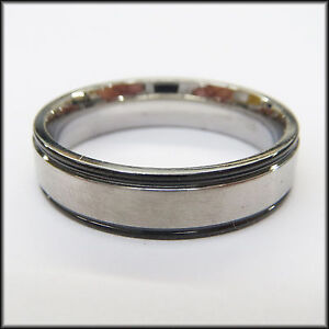 Stainless Steel Stamped Ring 6mm, Black Edge 