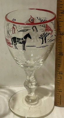 Currier & Ives - Colonial Times Print - 5 " Wine Glass - Libbey Glass Company - Image 1 of 4