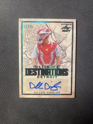 Dillon Dingler 2020 Leaf Draft Ultimate Destinations Green Auto SSP /25 - Image 1 of 2