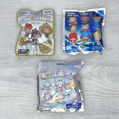 Lot of 3 Bag Tag Figures - Harry Potter Hello Kitty DC Superheroes, New SEALED! - Image 1 of 4