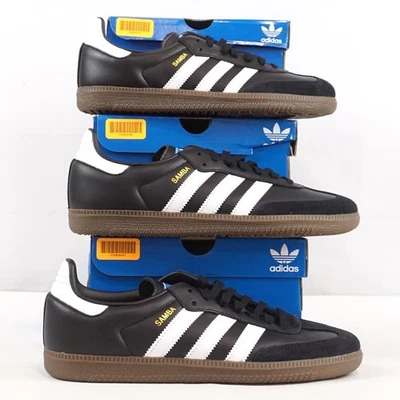 Adidas Samba OG Leather Shoes In Black/White Kid's Sizes 6-7 (IE3676) Lot of 3 - Image 1 of 4