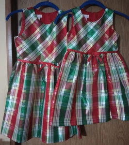 2 Never Worn Girls Size 6 & 10 Dresses BONNIE JEAN Girls Plaid Christmas Dress - Picture 1 of 7