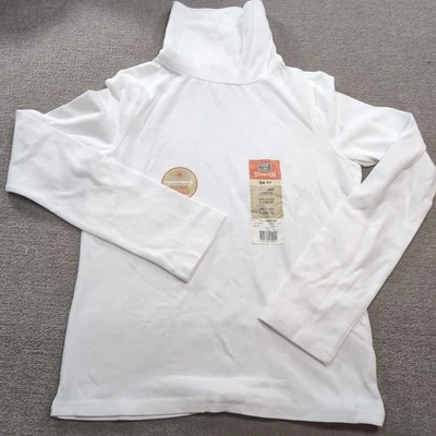 Faded Glory Girls Turtleneck Shirt L 10/12 White Stretch Long Sleeve NWT Vtg  - Image 1 of 4