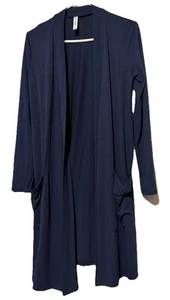 Zenana Premium Damen S dunkelblau vorne offen Relaxed Fit Langarm Strickjacke - Bild 1 von 12