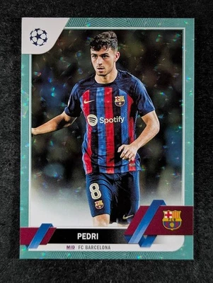 2022-23 Topps UEFA Soccer PEDRI 54/399 Aqua Icy Foilboard SP FC Barcelona #136 - Image 1 of 3